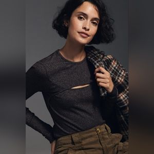 Anthropologie black cutout sweater M